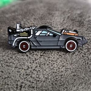 Retro DeLorean Back to the Future time machine lapel pin